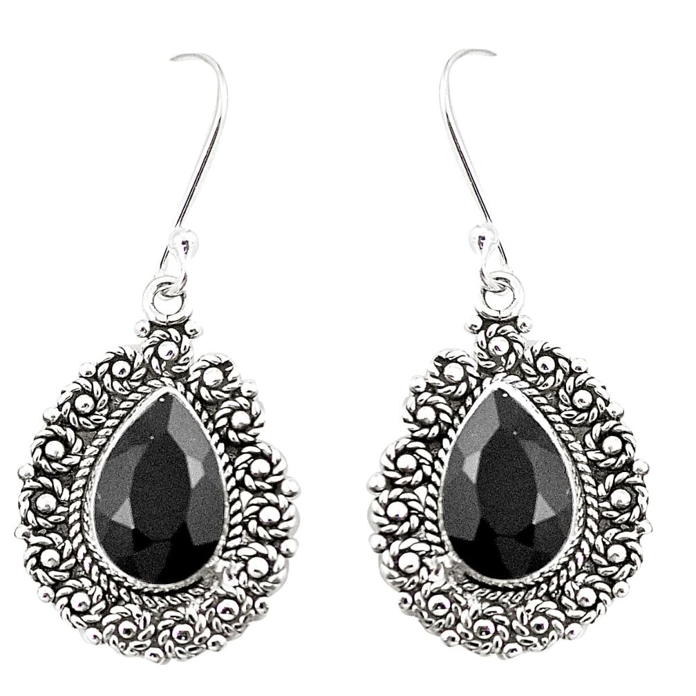 Natural black onyx 925 sterling silver dangle earrings jewelry m38581