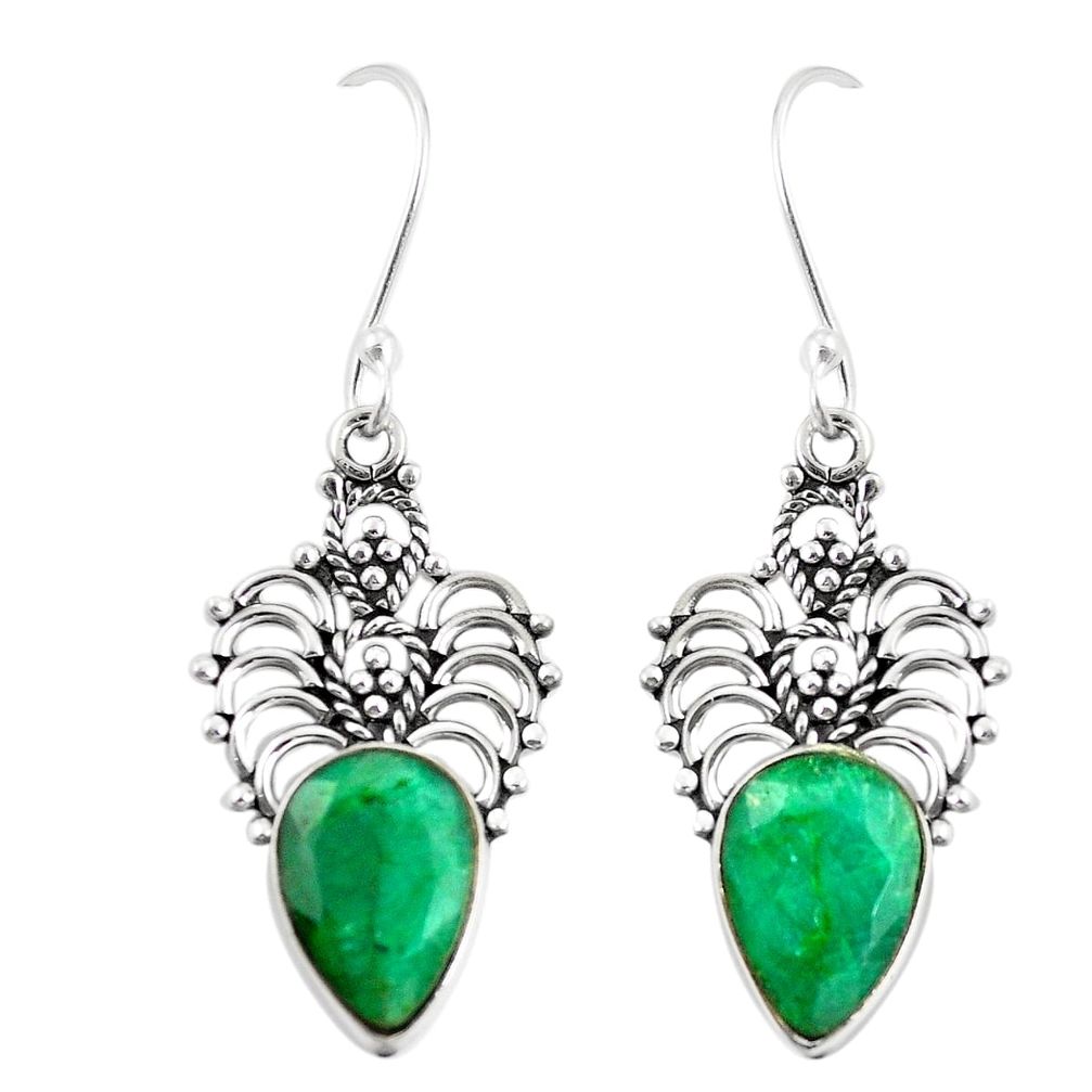 925 sterling silver natural green emerald dangle earrings jewelry m38608