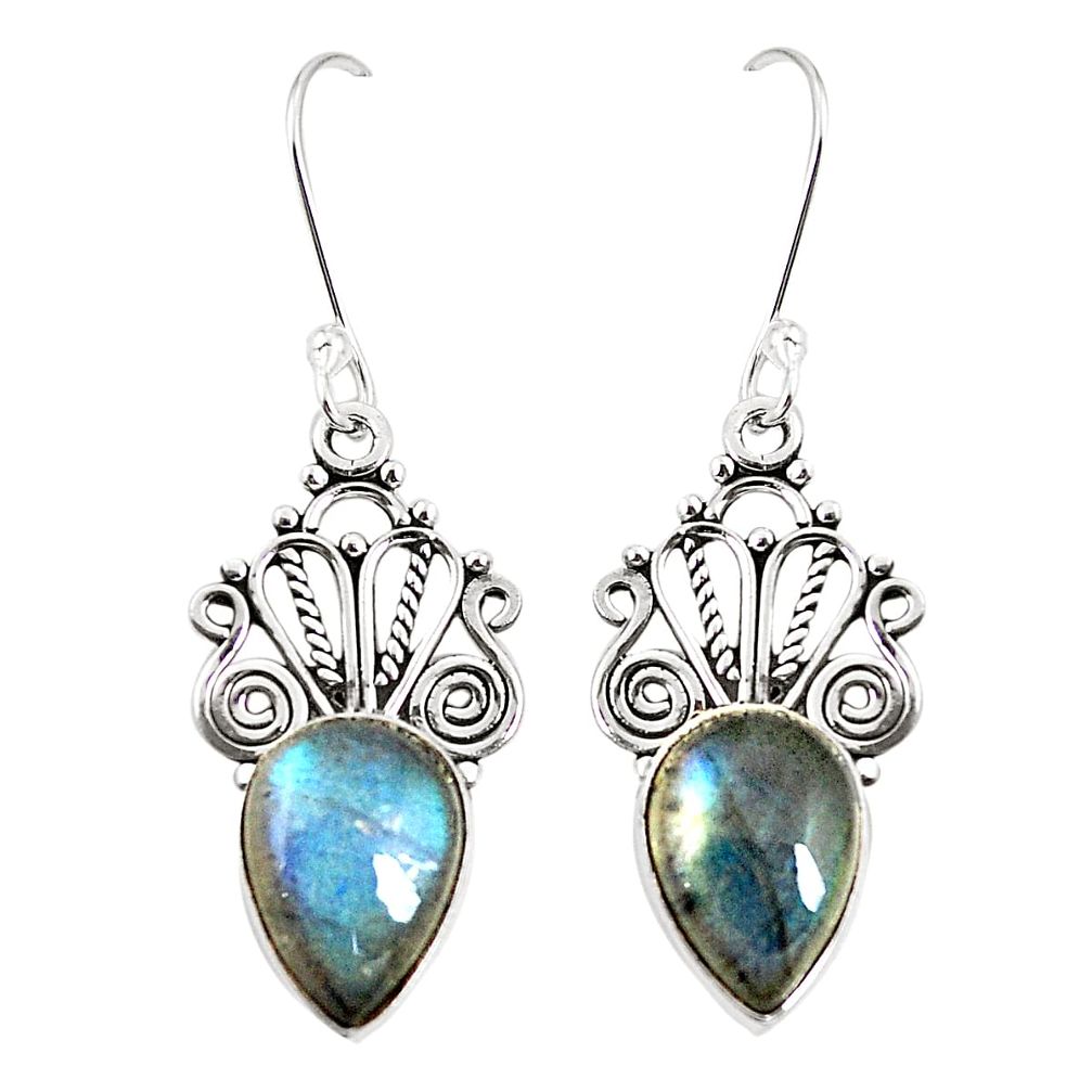 Natural blue labradorite 925 sterling silver dangle earrings jewelry m38626