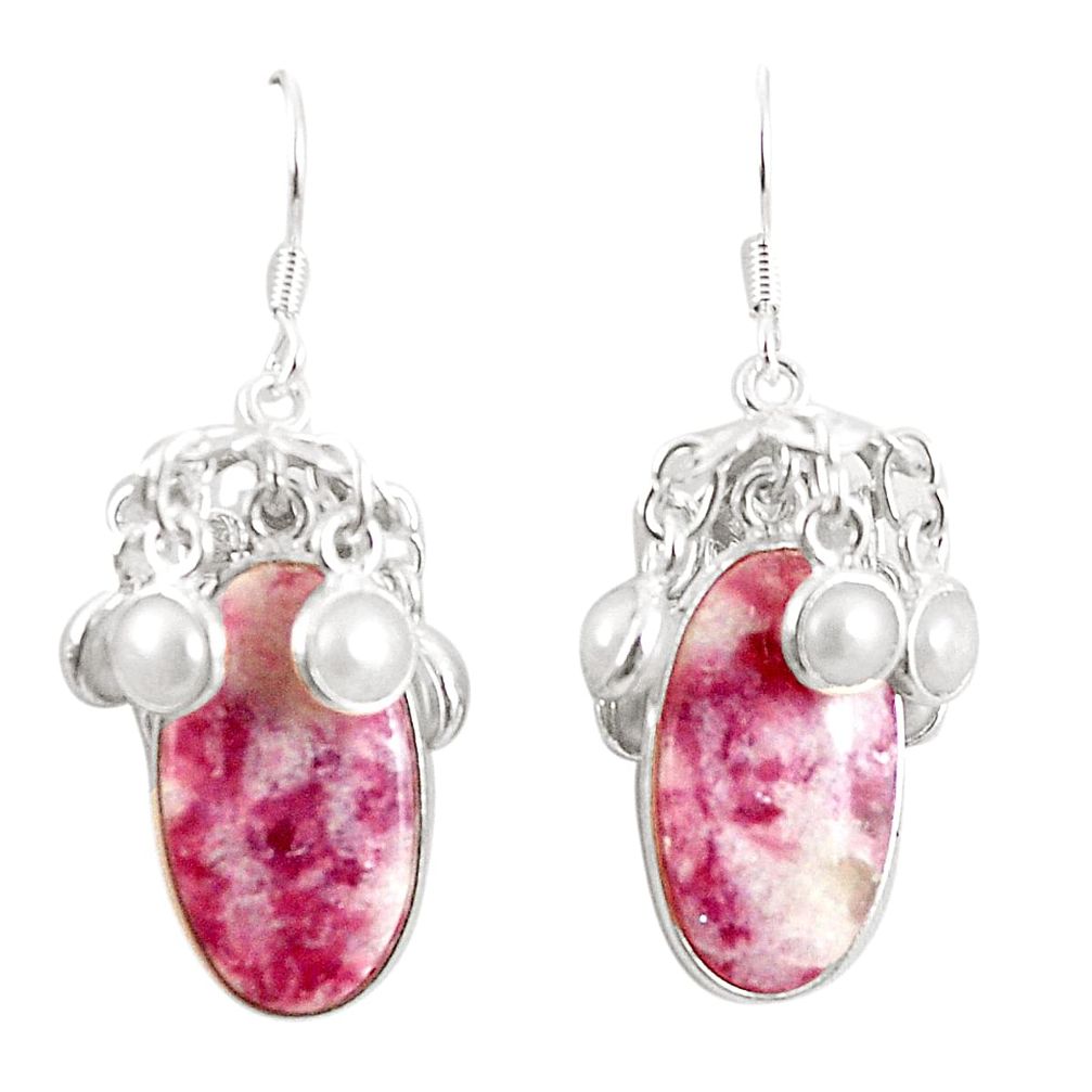 925 silver natural purple lepidolite pearl dangle earrings jewelry m39027