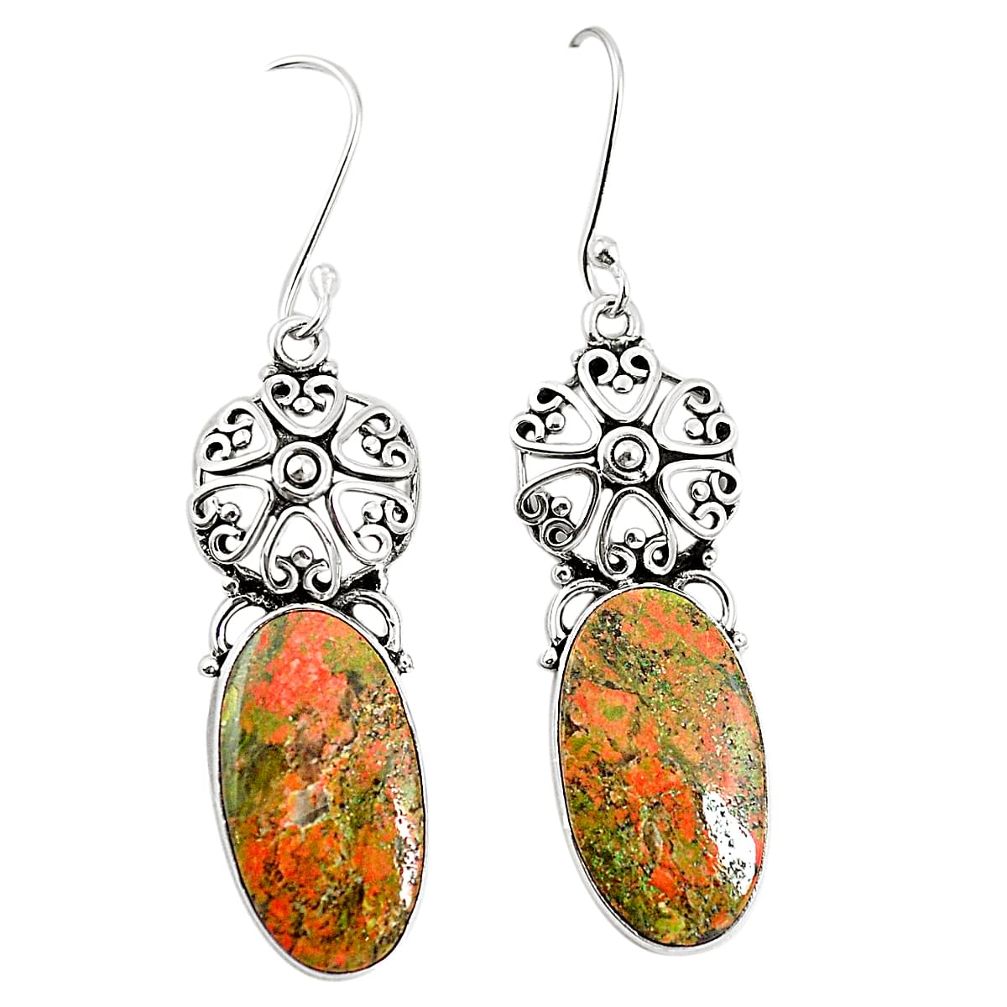 925 sterling silver natural green unakite dangle earrings jewelry m39113