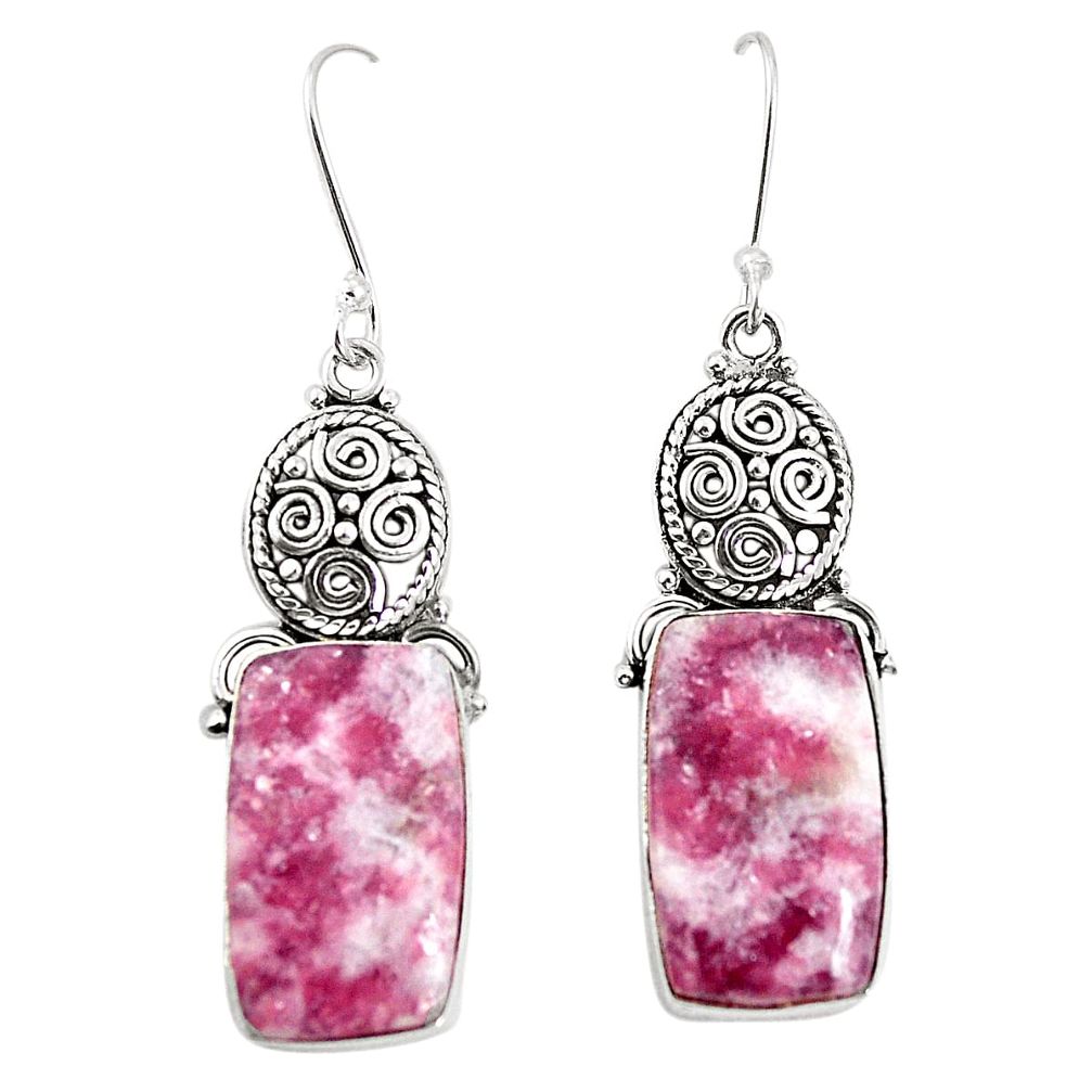 Natural purple lepidolite 925 sterling silver dangle earrings jewelry m39115