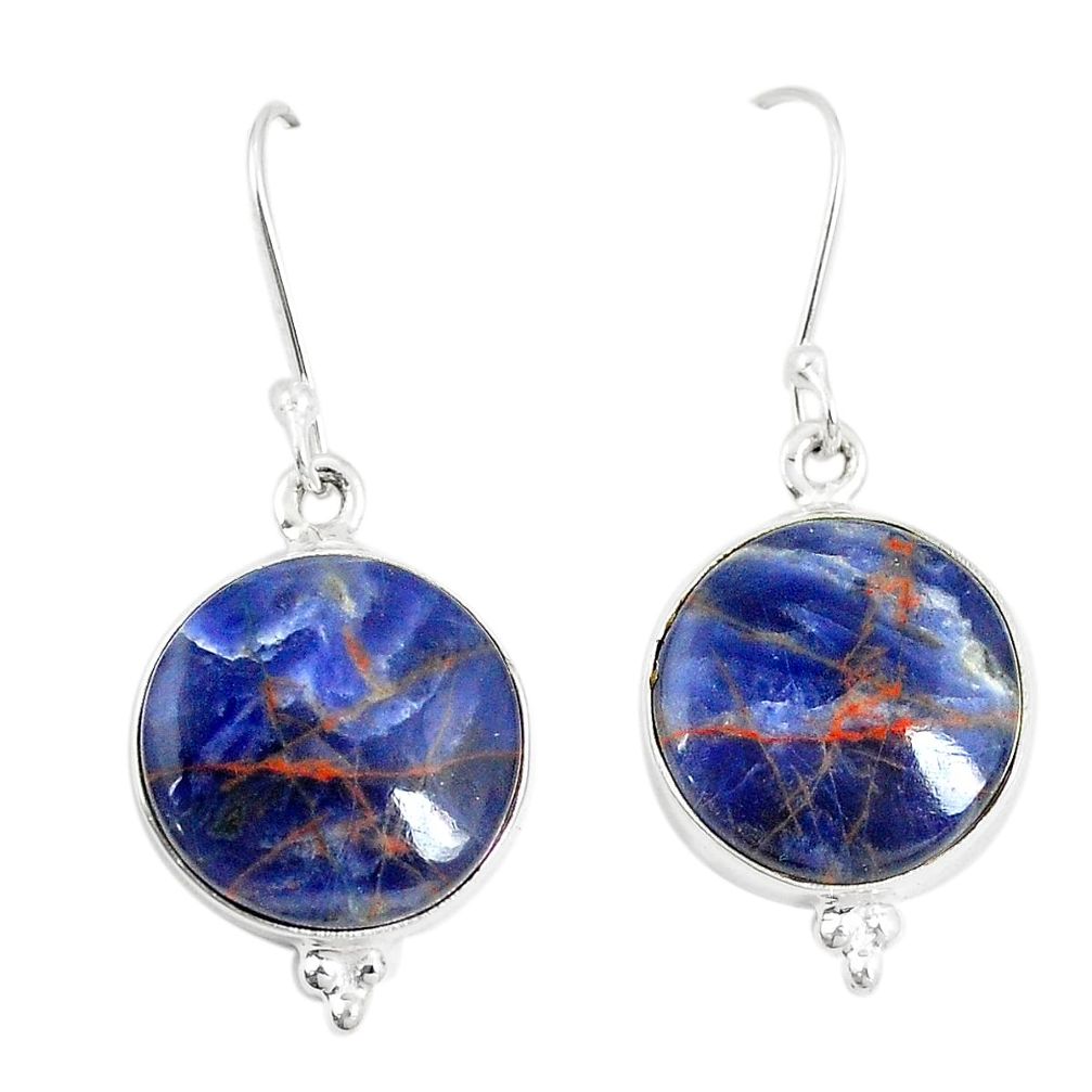 Natural orange sodalite 925 sterling silver dangle earrings jewelry m39123