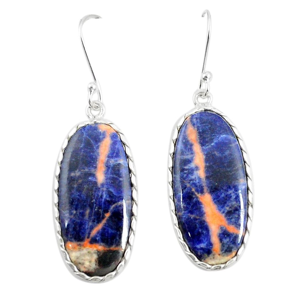 Natural orange sodalite 925 sterling silver dangle earrings jewelry m39131