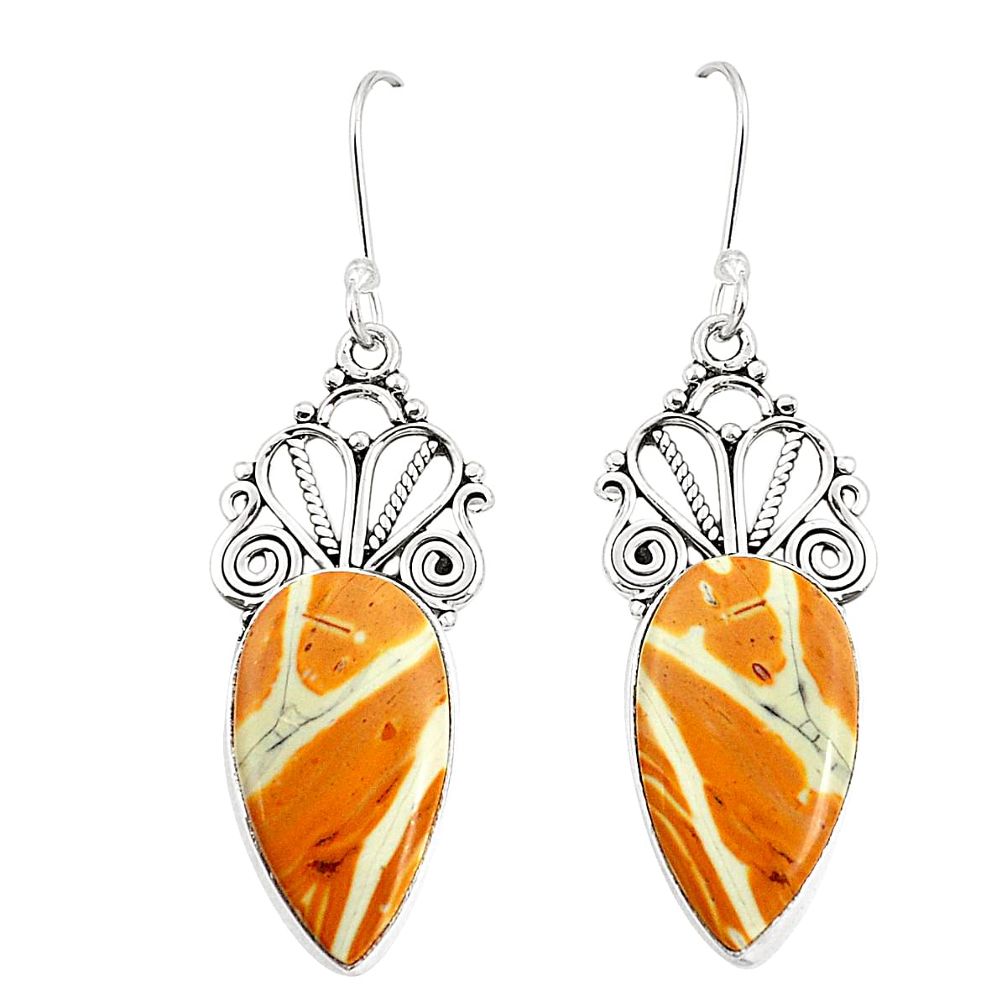 925 silver natural yellow snakeskin jasper dangle earrings jewelry m39189