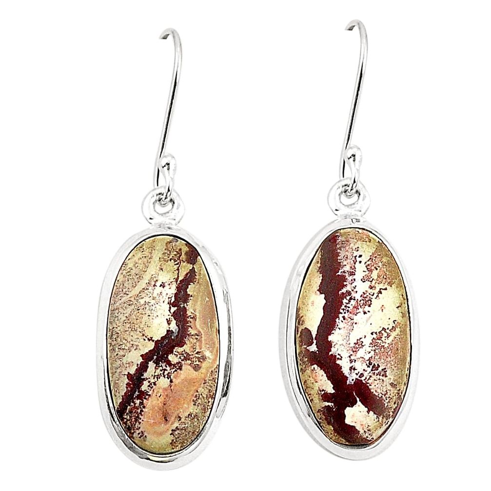 925 silver natural grey sonoran dendritic rhyolite dangle earrings m39275