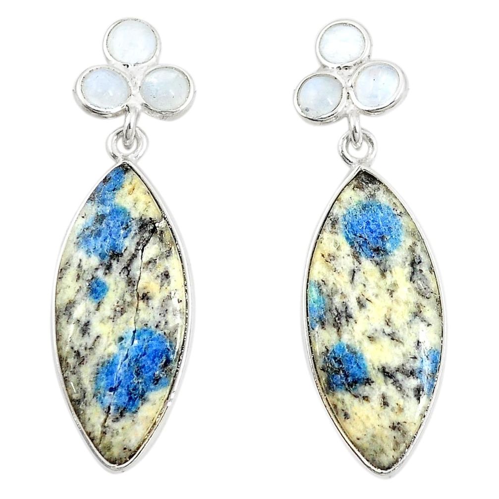 925 silver natural k2 blue (azurite in quartz) dangle earrings jewelry m39340