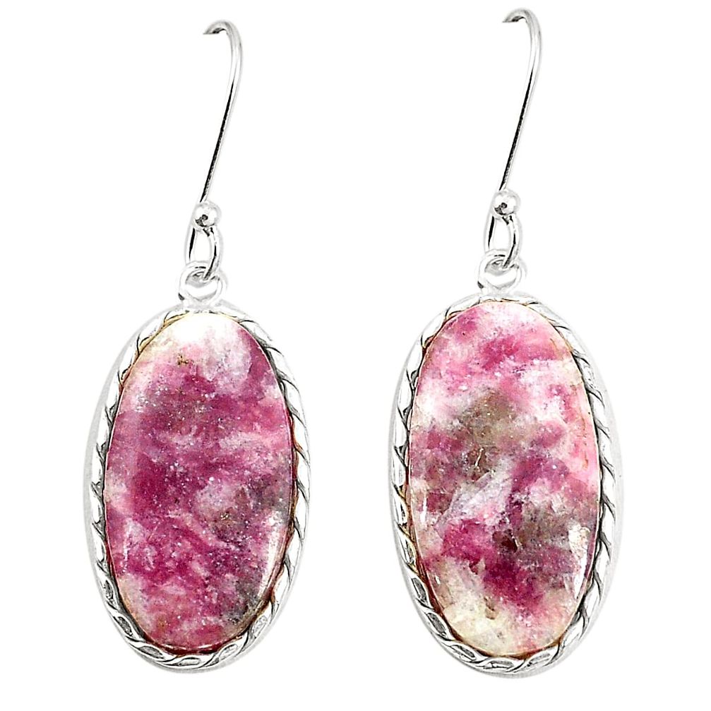 Natural purple lepidolite 925 sterling silver dangle earrings jewelry m39382