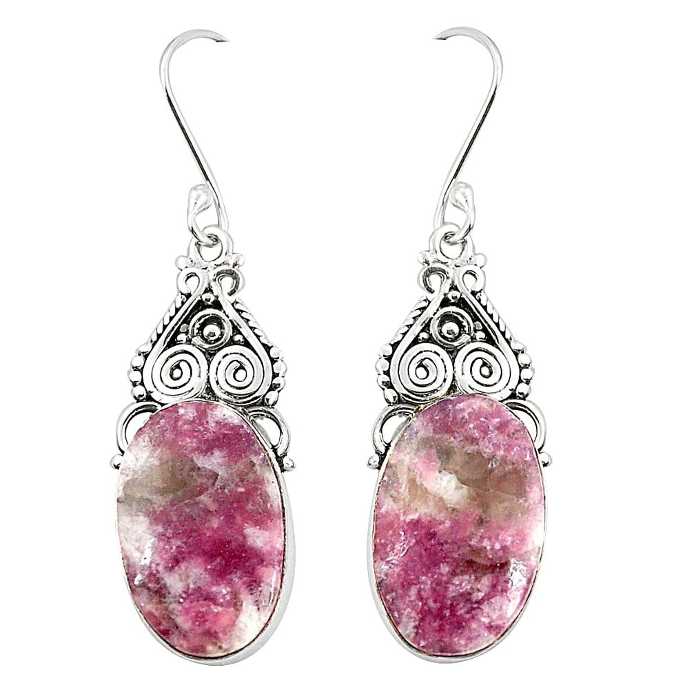 Natural purple lepidolite 925 sterling silver dangle earrings jewelry m39387