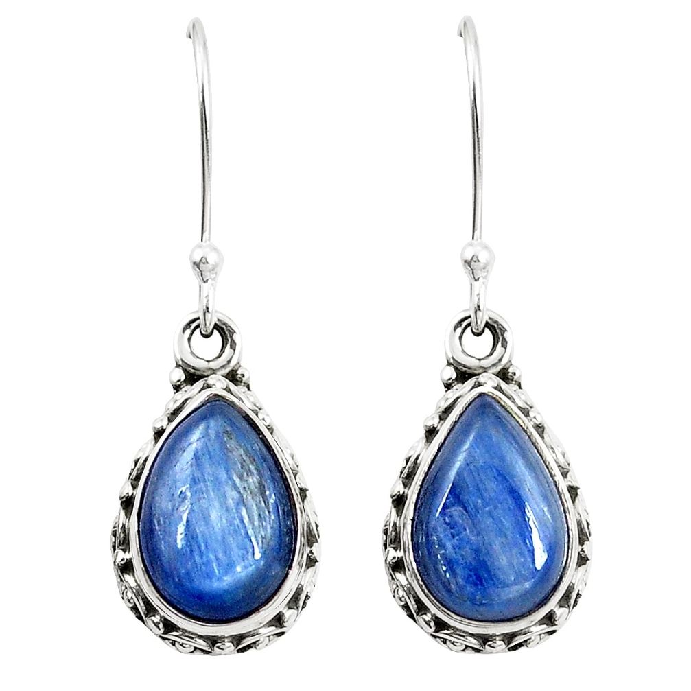 Natural blue kyanite 925 sterling silver dangle earrings jewelry m39406