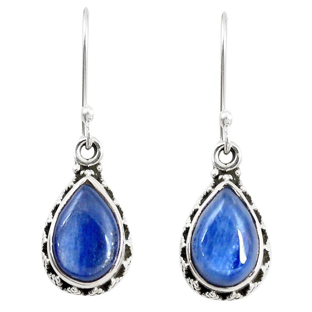 Natural blue kyanite 925 sterling silver dangle earrings jewelry m39410