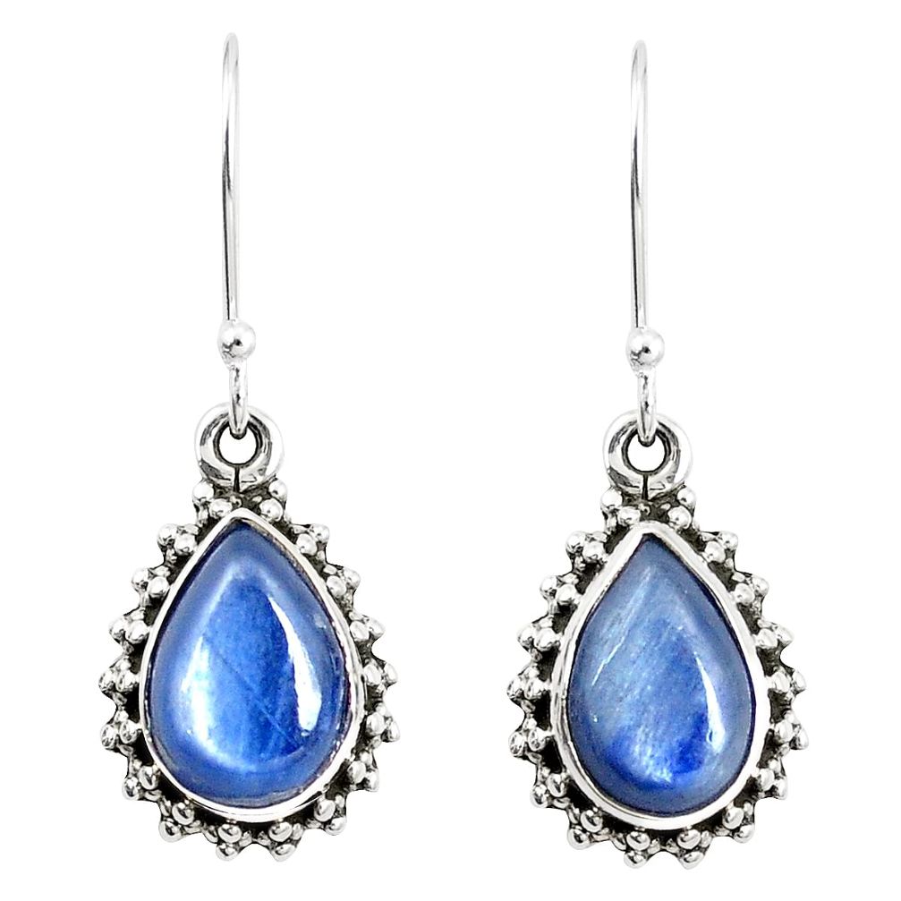 Natural blue kyanite 925 sterling silver dangle earrings jewelry m39415