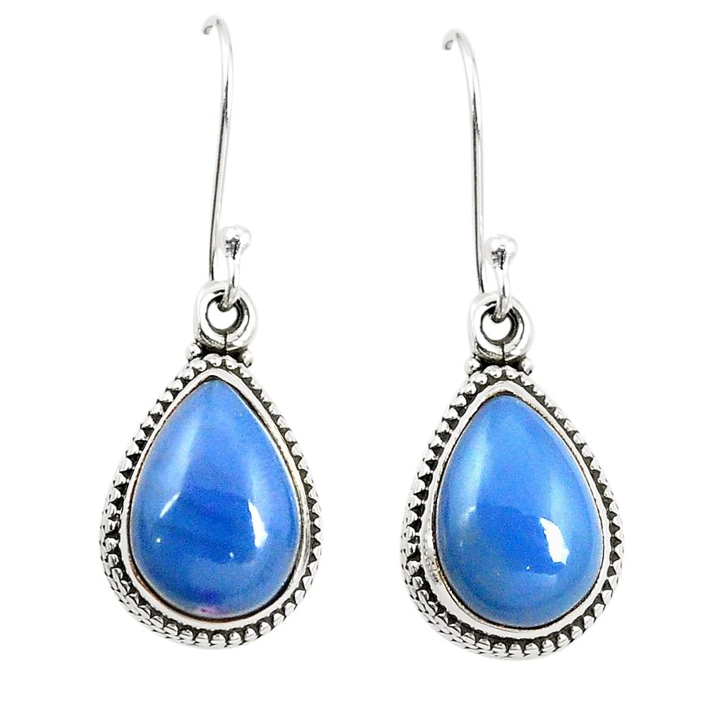 Natural blue owyhee opal 925 sterling silver dangle earrings m39448