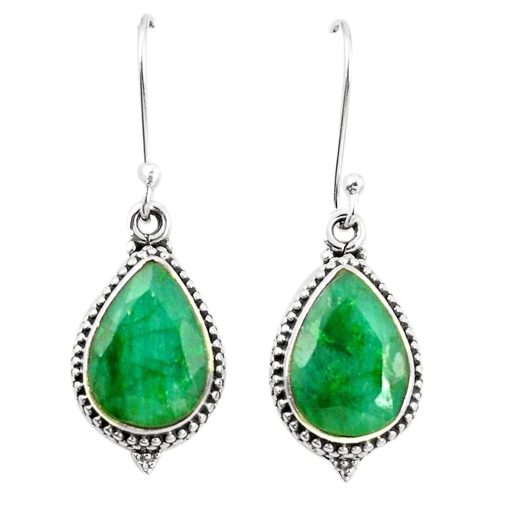 925 sterling silver natural green emerald dangle earrings jewelry m39489