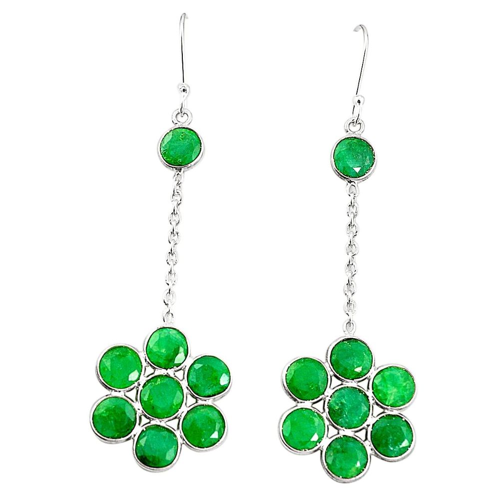 Natural green emerald 925 sterling silver dangle earrings jewelry m39949