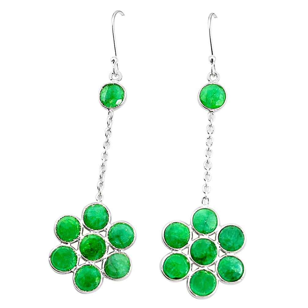 Natural green emerald 925 sterling silver dangle earrings jewelry m39950