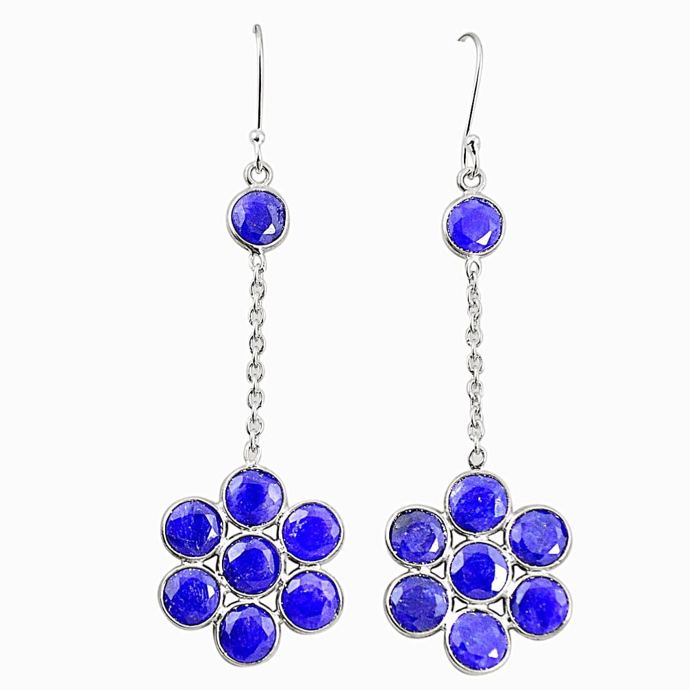 Natural blue sapphire 925 sterling silver dangle earrings jewelry m39956