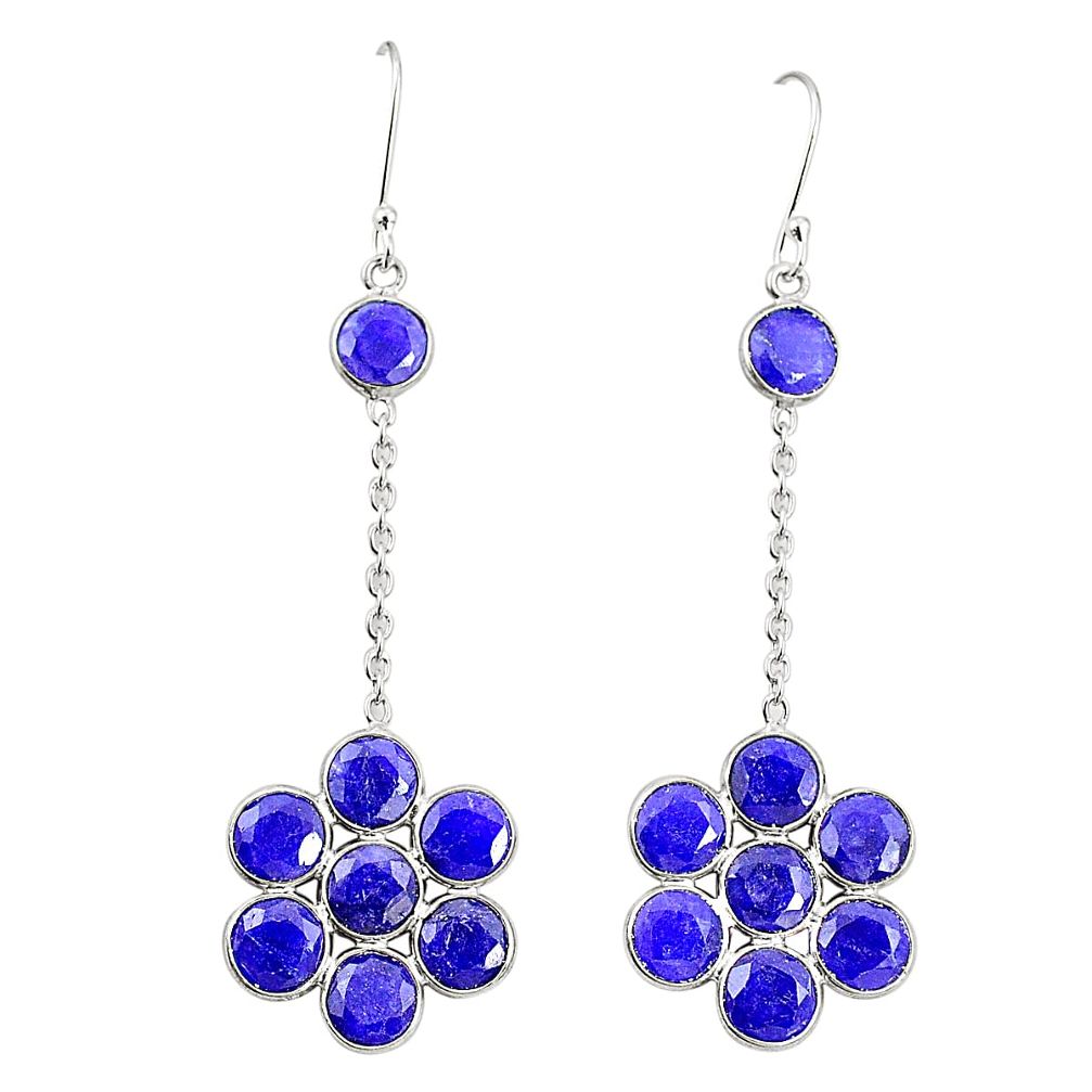 Natural blue sapphire 925 sterling silver dangle earrings jewelry m39958