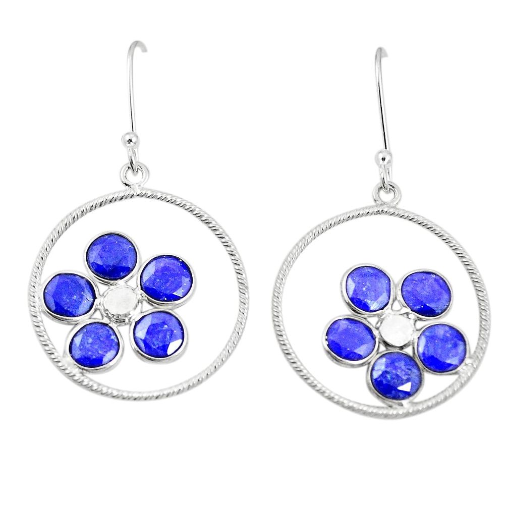 Natural blue sapphire 925 sterling silver dangle earrings jewelry m39972