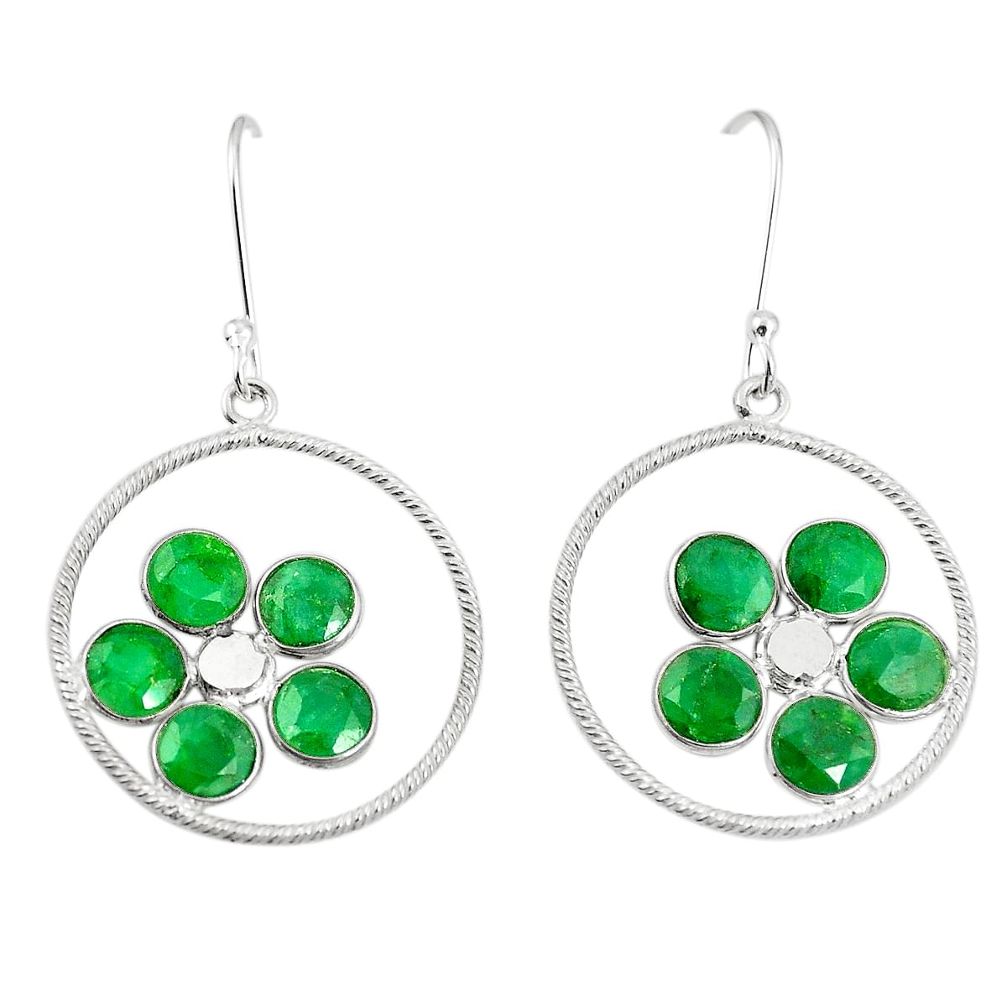 Natural green emerald 925 sterling silver dangle earrings jewelry m39978