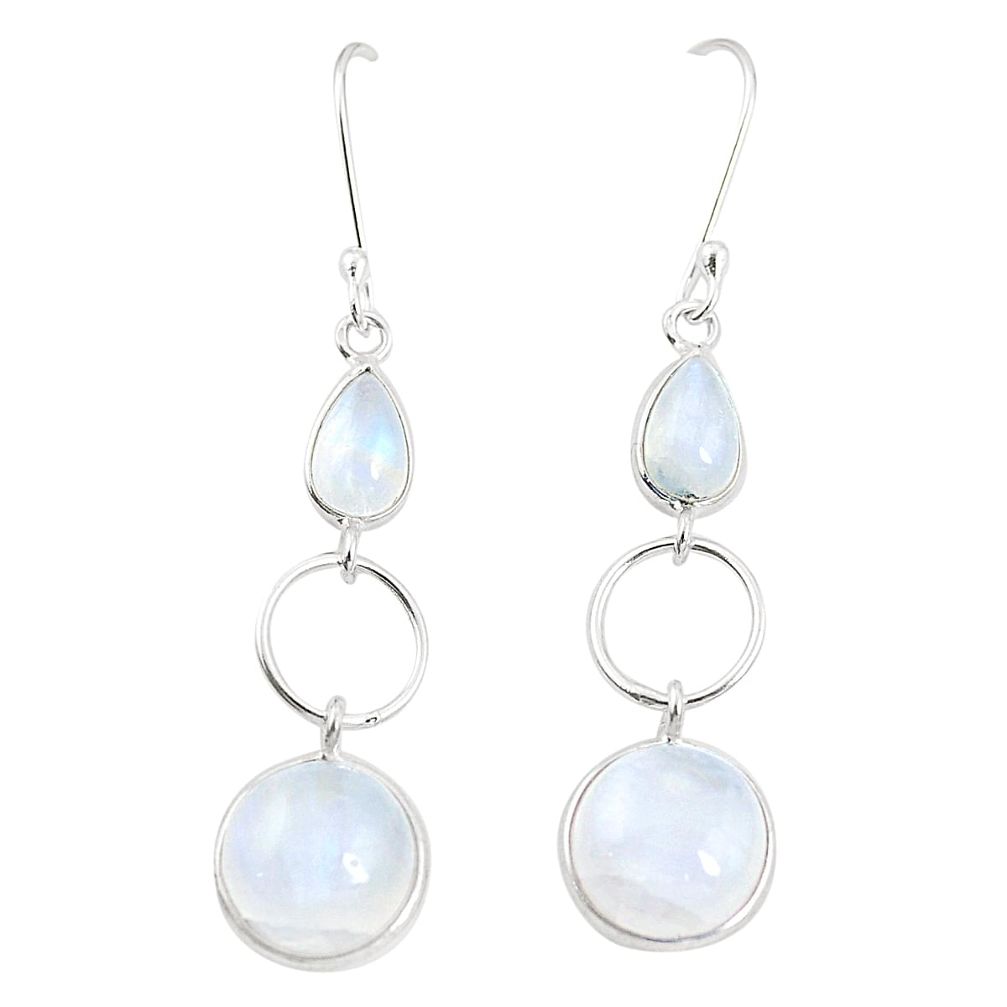 Natural rainbow moonstone 925 sterling silver earrings jewelry m39994