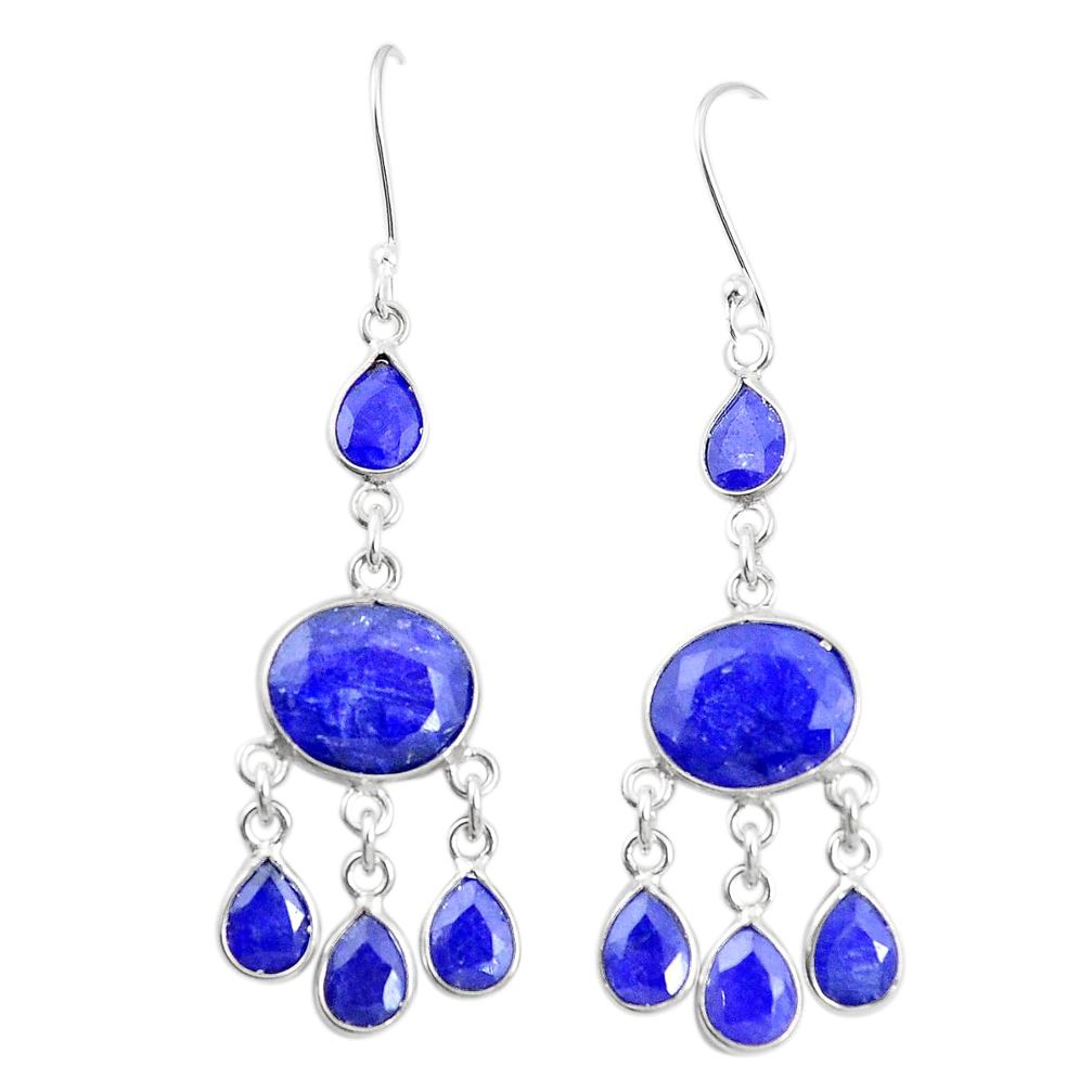 Natural blue sapphire 925 sterling silver dangle earrings jewelry m40001