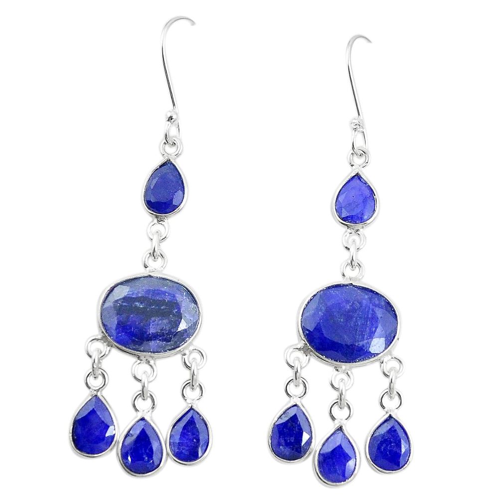 Natural blue sapphire 925 sterling silver dangle earrings jewelry m40003