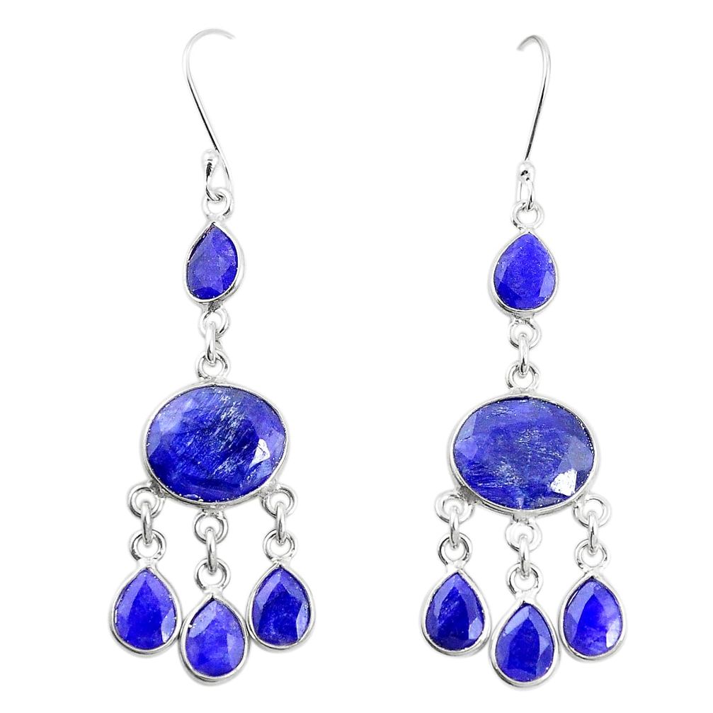 Natural blue sapphire 925 sterling silver dangle earrings jewelry m40005