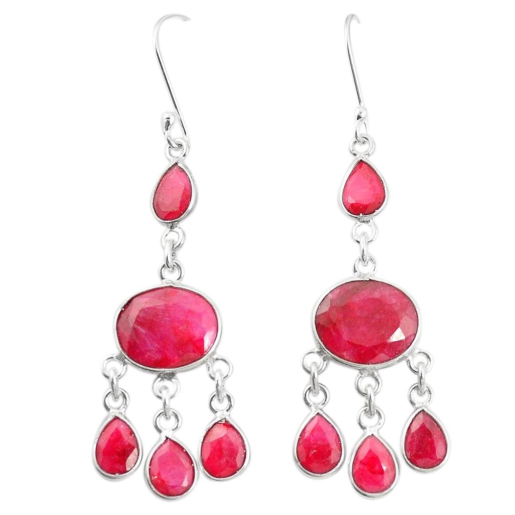 Natural red ruby 925 sterling silver dangle earrings jewelry m40013