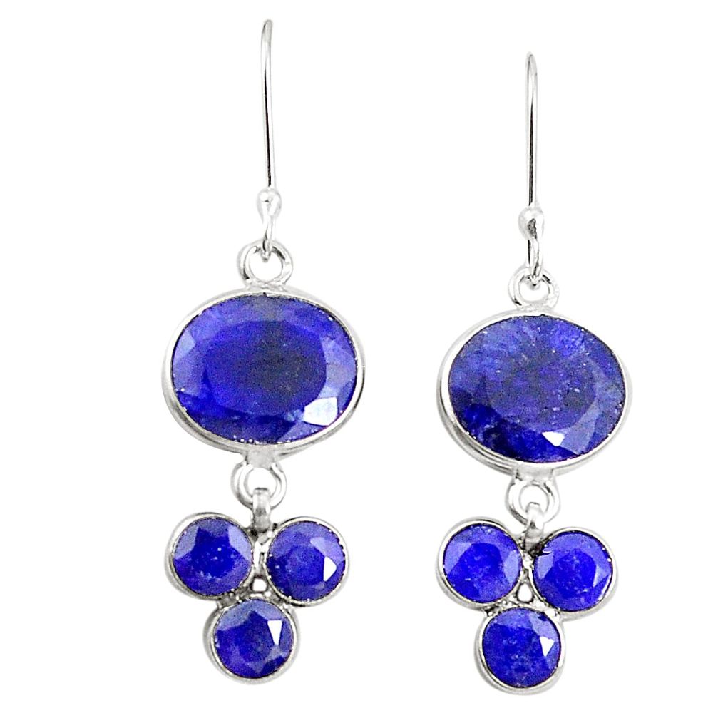 Natural blue sapphire 925 sterling silver dangle earrings jewelry m40021