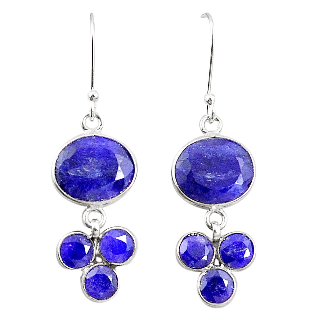 Natural blue sapphire 925 sterling silver dangle earrings jewelry m40025