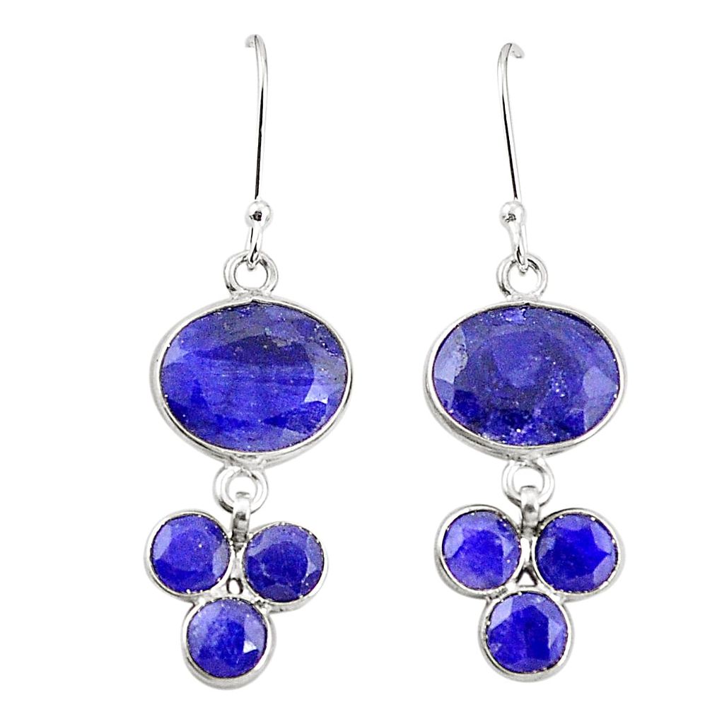 Natural blue sapphire 925 sterling silver dangle earrings jewelry m40026