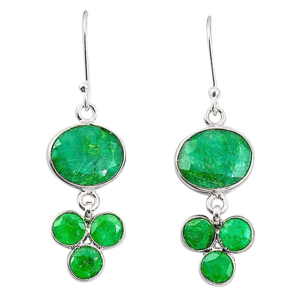 Natural green emerald 925 sterling silver dangle earrings jewelry m40039