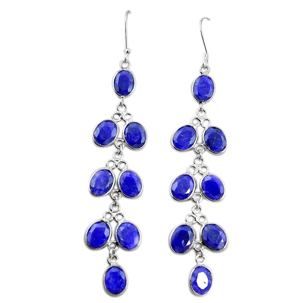 Natural blue sapphire 925 sterling silver dangle earrings jewelry m40042