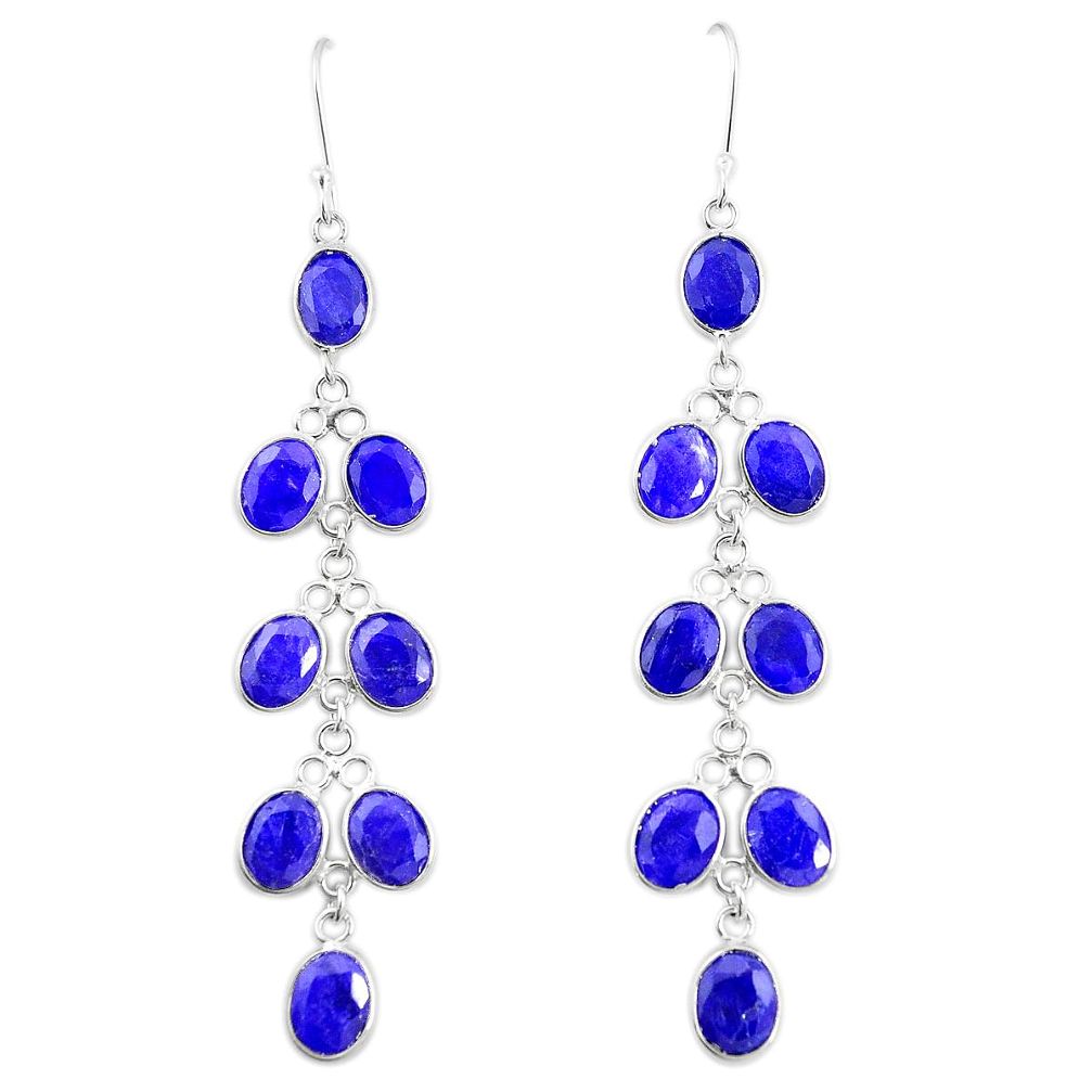 Natural blue sapphire 925 sterling silver dangle earrings jewelry m40047