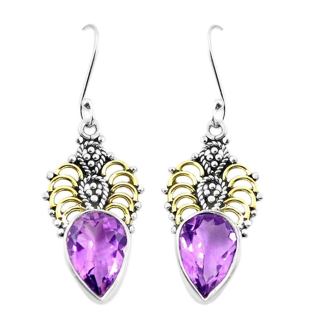 925 silver natural purple amethyst 14k gold dangle earrings jewelry m40329