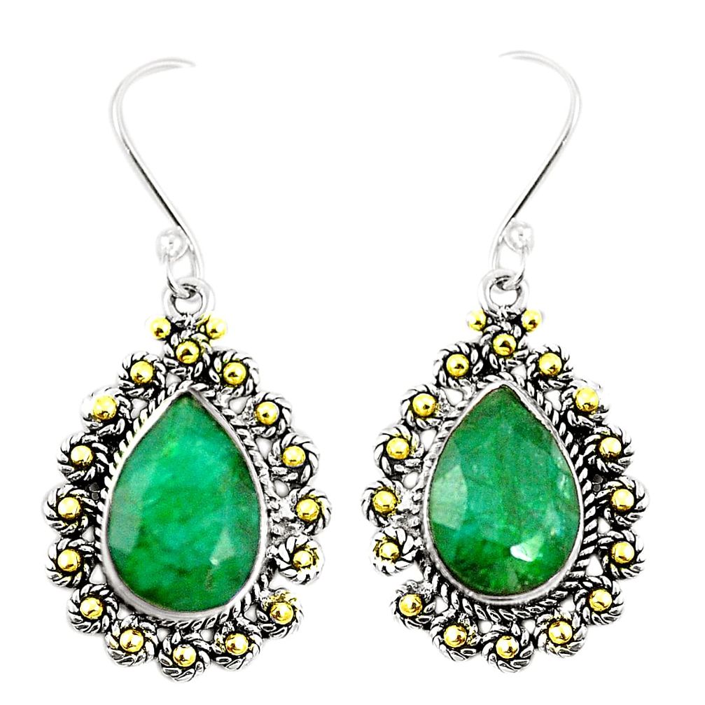 925 silver natural green emerald 14k gold dangle earrings jewelry m40425