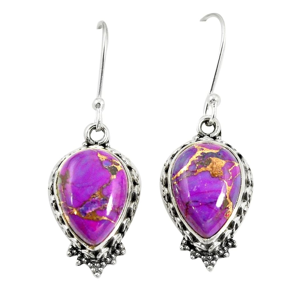 925 sterling silver purple copper turquoise dangle earrings jewelry m41240