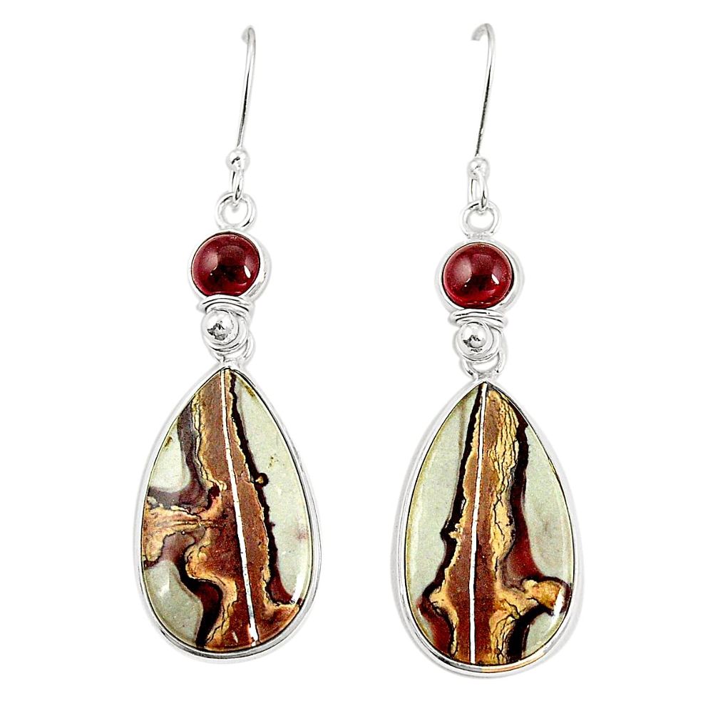 925 silver natural brown coffee bean jasper dangle earrings jewelry m41324