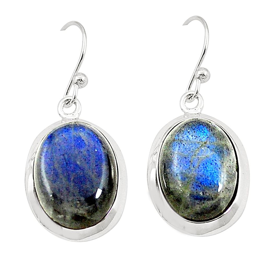 Natural blue labradorite 925 sterling silver dangle earrings m42002
