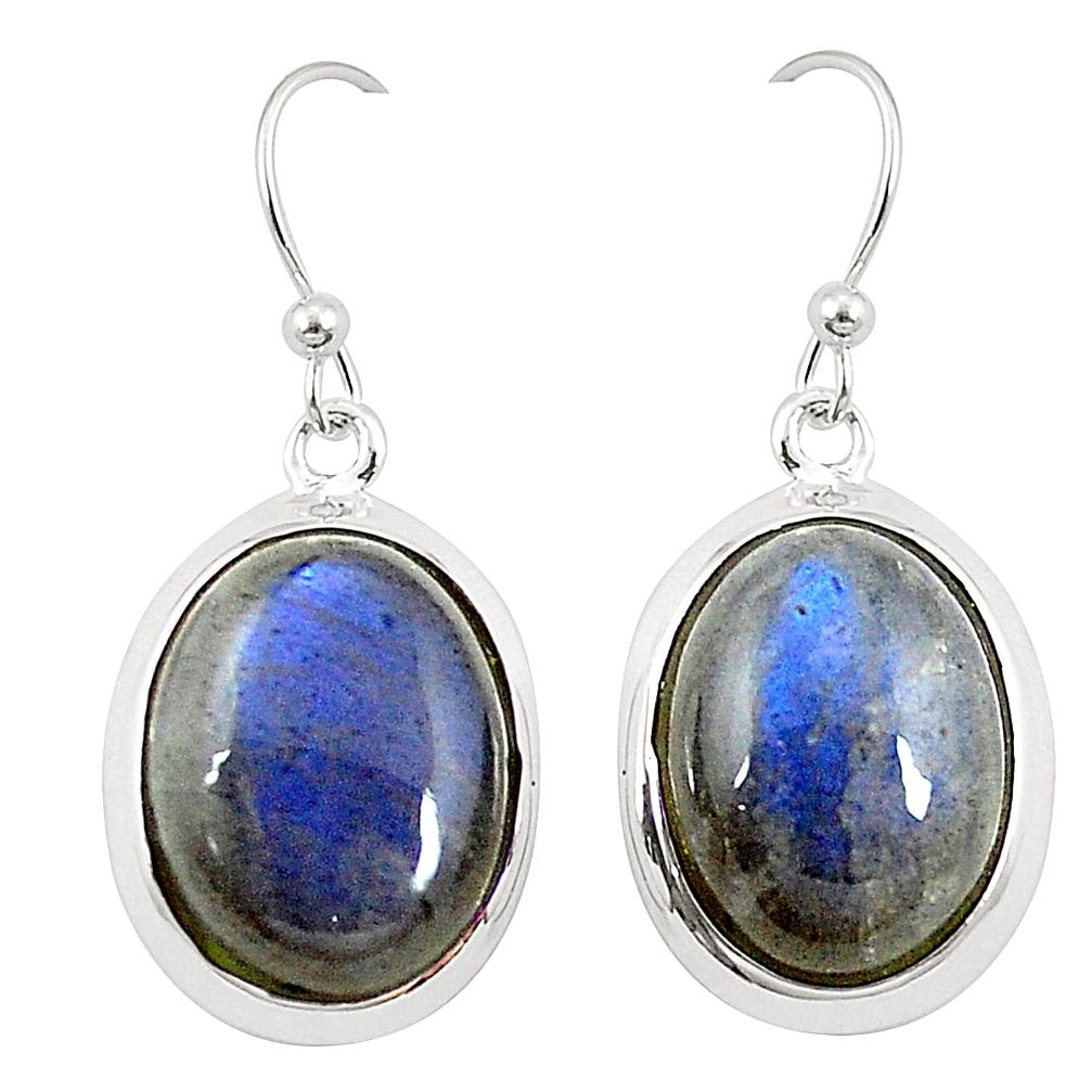 Natural blue labradorite 925 sterling silver dangle earrings m42007