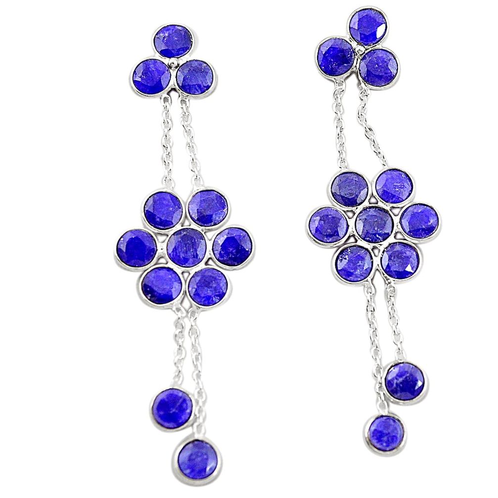 Natural blue sapphire 925 sterling silver chandelier earrings m42427