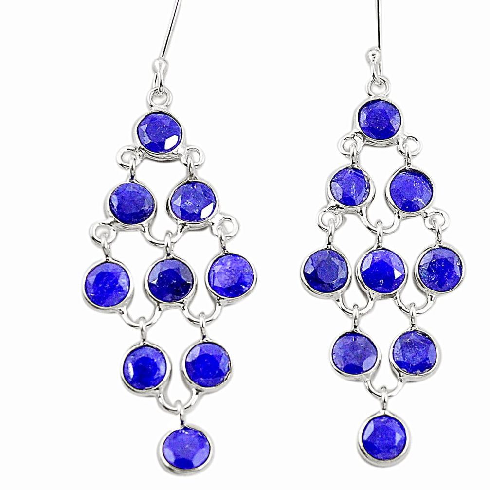 Natural blue sapphire 925 sterling silver dangle earrings jewelry m42464