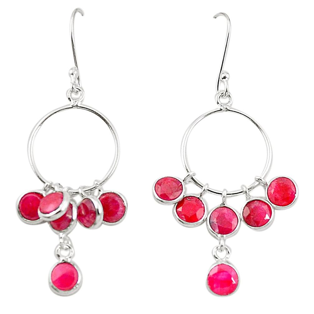 Natural red ruby 925 sterling silver chandelier earrings jewelry m42495