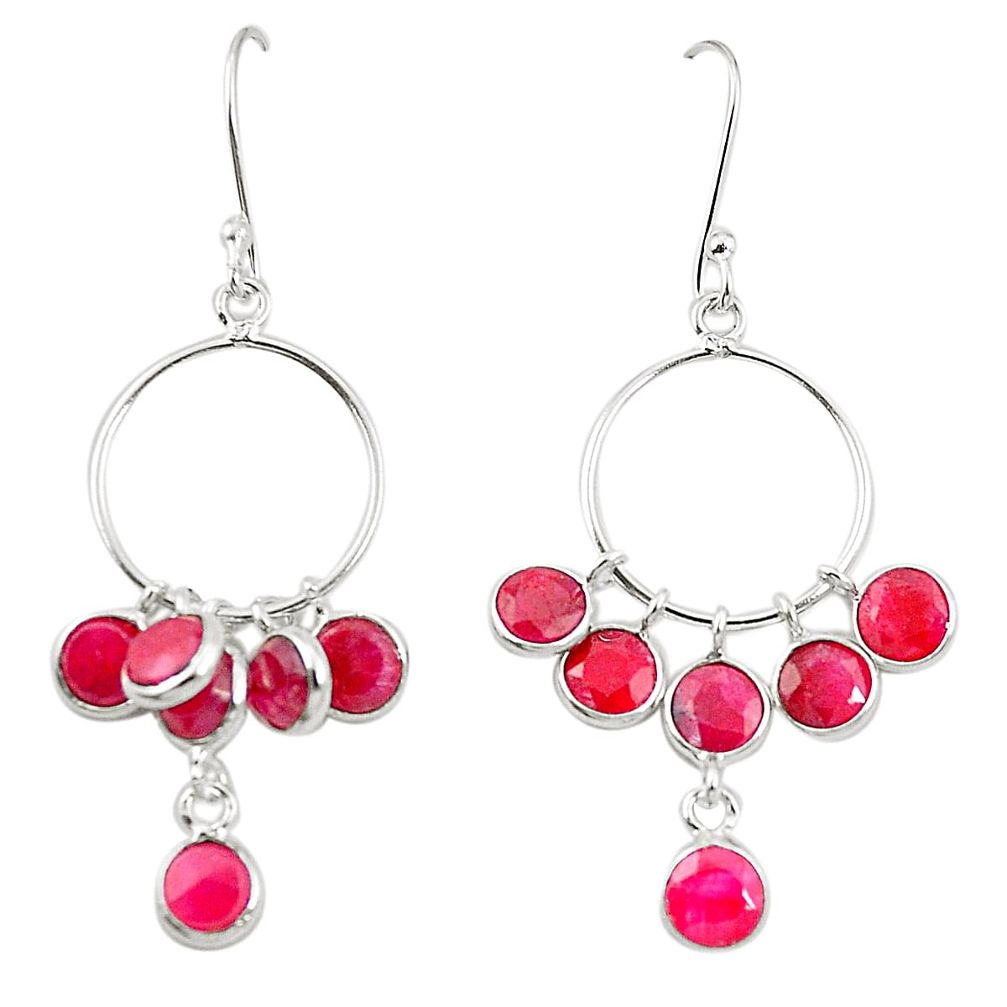 Natural red ruby 925 sterling silver chandelier earrings jewelry m42496