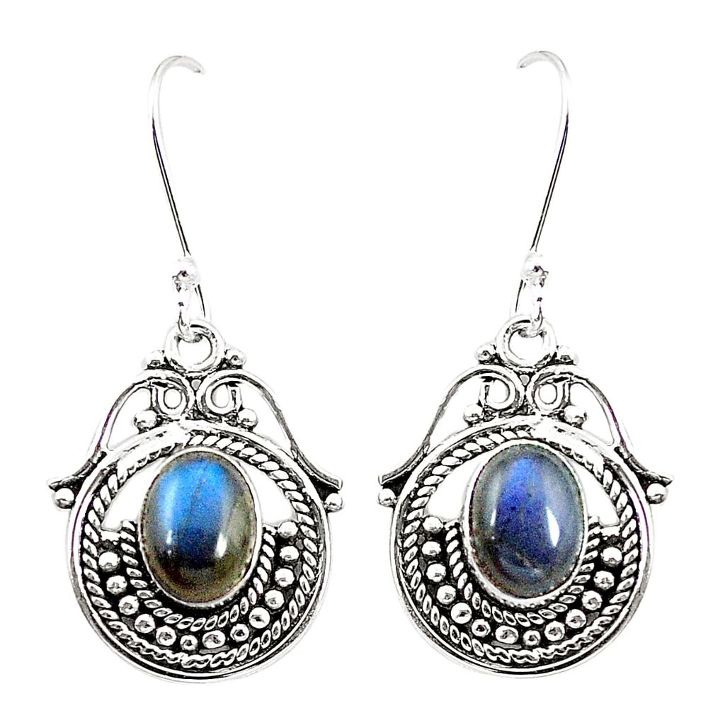 Natural blue labradorite 925 sterling silver dangle earrings m42506