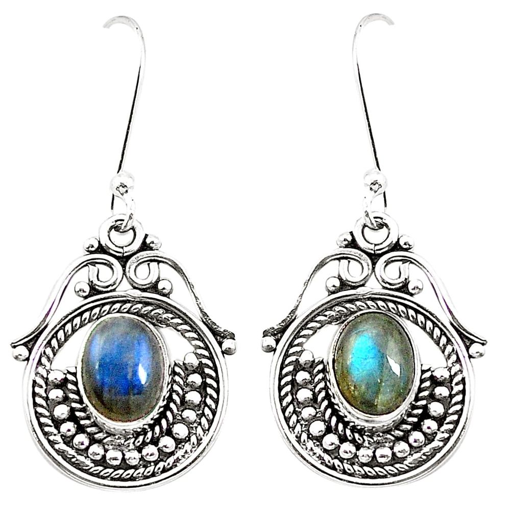 Natural blue labradorite 925 sterling silver dangle earrings m42513