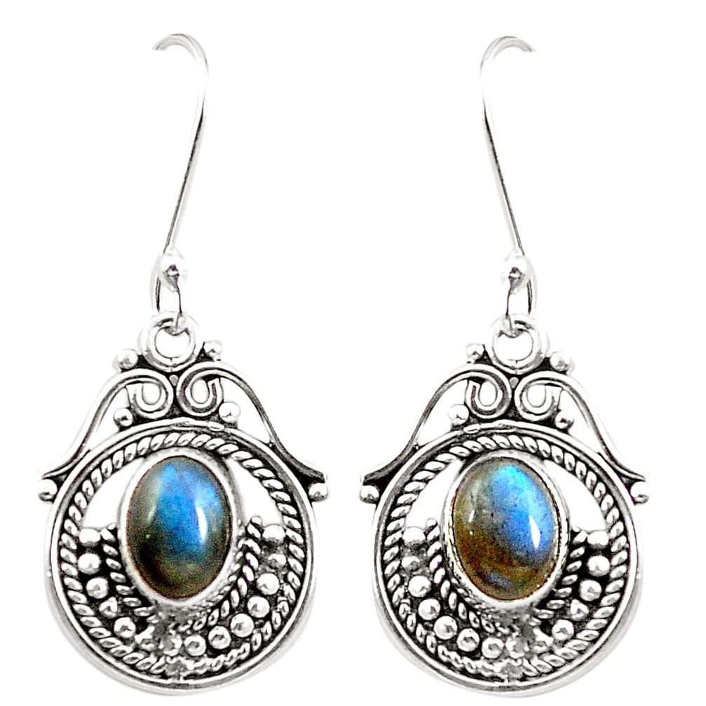 Natural blue labradorite 925 sterling silver dangle earrings m42517