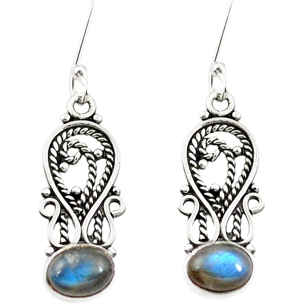 Natural blue labradorite 925 sterling silver dangle earrings m42529