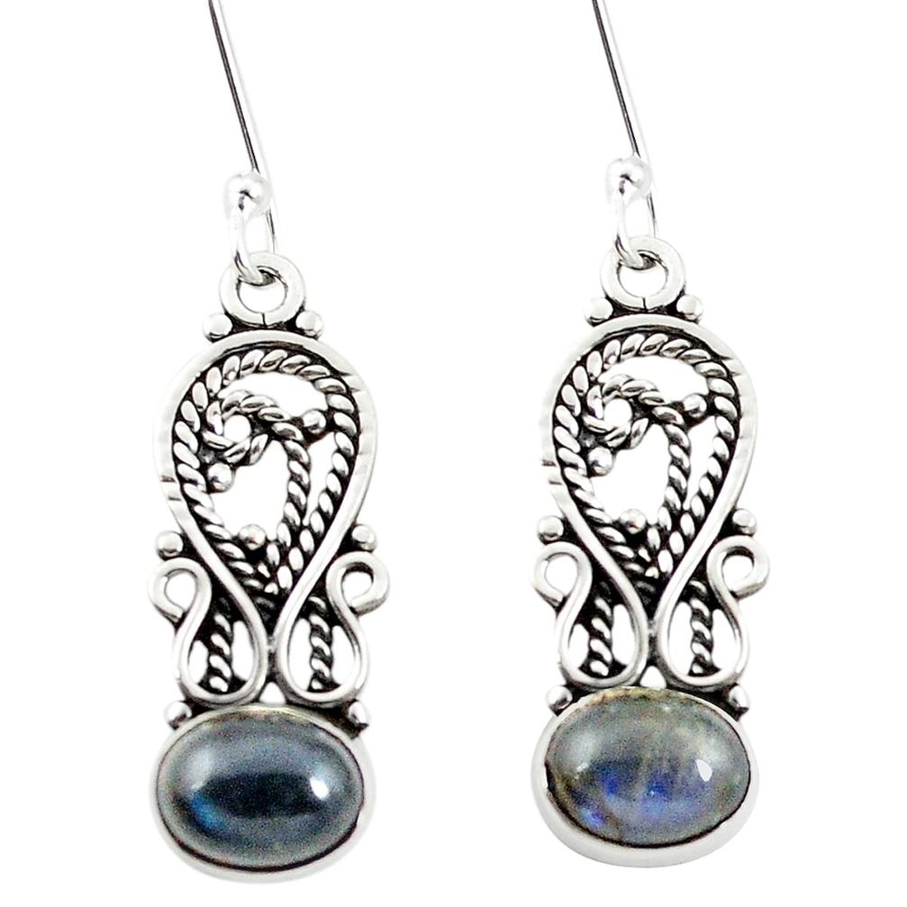 Natural blue labradorite 925 sterling silver dangle earrings m42536